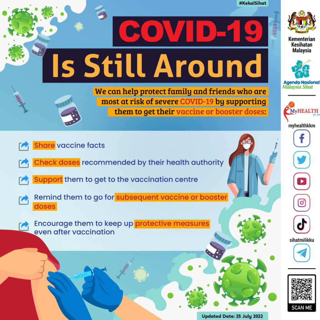 The COVID-19 awareness poster dated 25 July 2022, to replace the original poster from 2020.