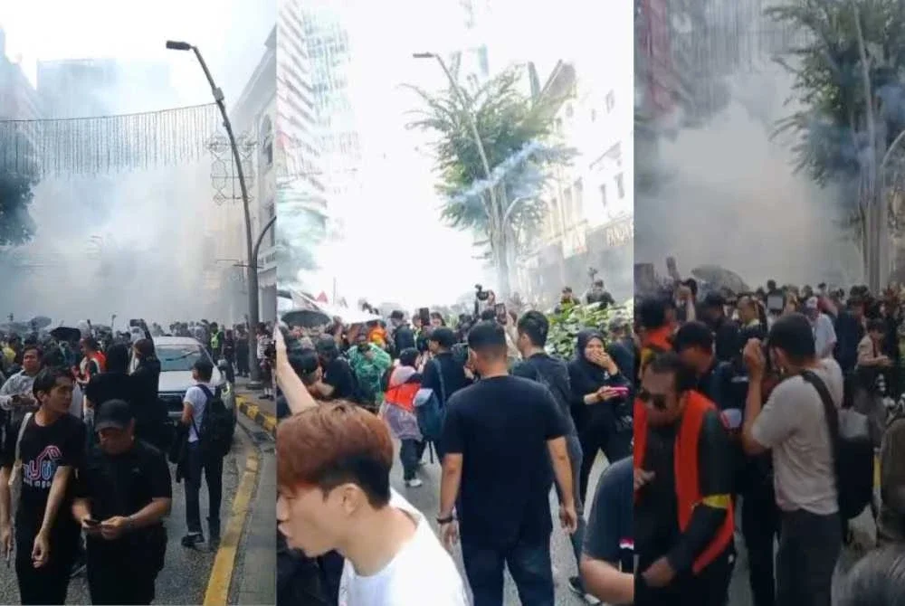 Perhimpunan Tangkap Azam Baki dengan letupan mercun 25/04/2026.